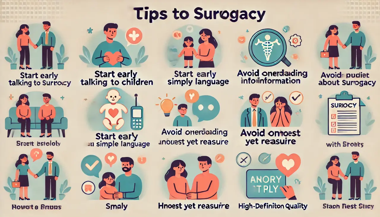 Checklist of practical tips for parents talking to children about surrogacy.