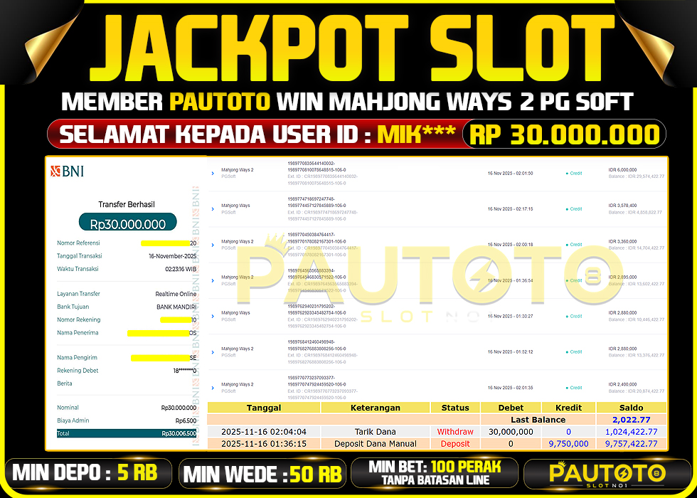BUKTI JACKPOT LUNAS PAUTOTO