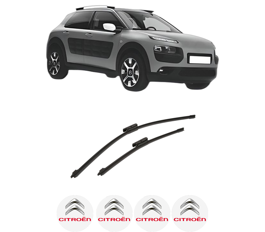 Set stergatoare auto CITROEN C4 CACTUS din 2014-2018, pentru parbriz auto, 2 bucati, Bosch Aerotwin, din cauciuc siliconat rezistent, 4 Stickere Auto CITROEN