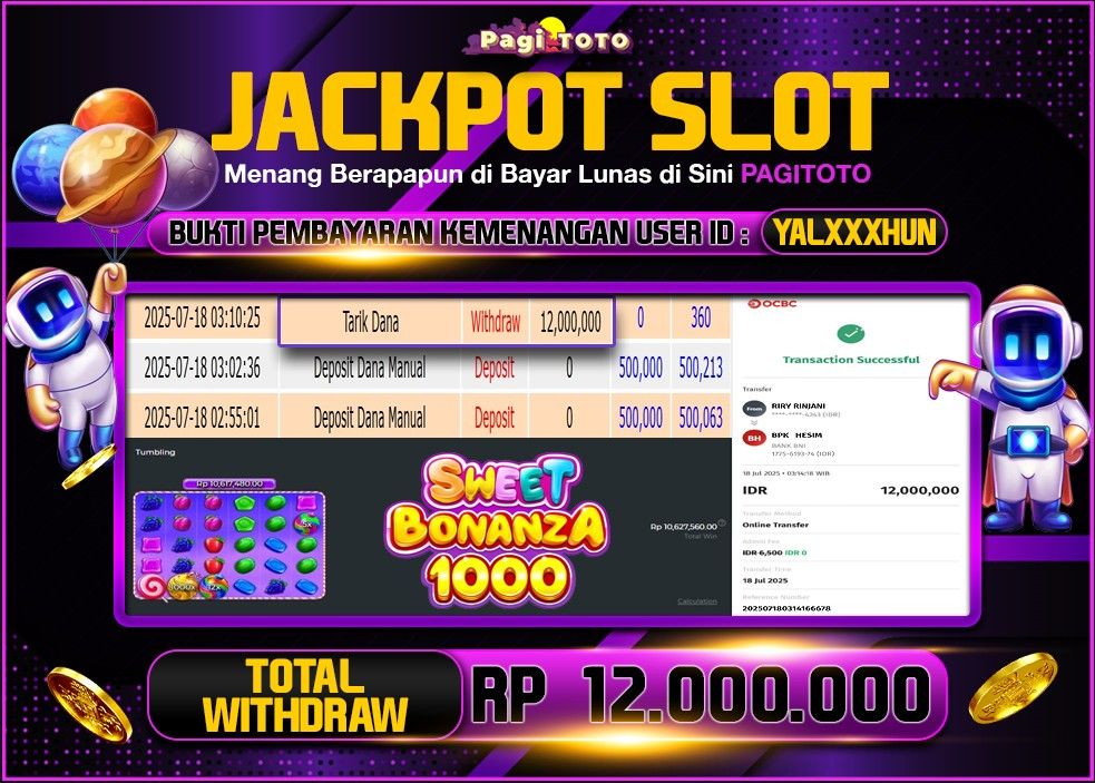 HAPPY JACKPOT MEMBER PAGITOTO SLOT SWEET BONANZA 1000  Rp 12.000.000-, - LUNAS