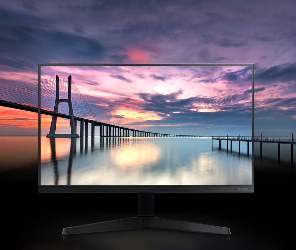 Monitor Samsung de 24 pulgadas con diseño de 3 lados sin bordes.