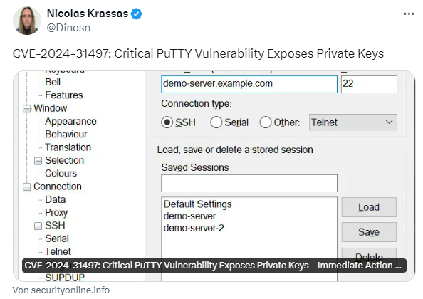 PuTTY vulnerability CVE-2024-31497 