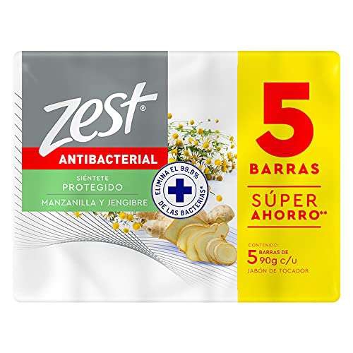 Amazon: Zest Jabon en Barra - Manzanilla y Jengibre Paquete 5 Barras de 90Gr C/U 
