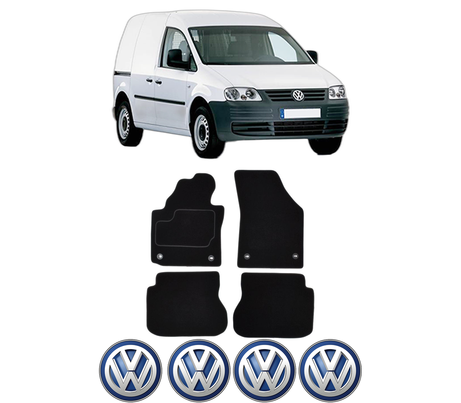 Set Covorase Presuri Volkswagen CADDY III MPV (2KB, 2KJ, 2CB, 2CJ) din 2004-2015, Auto, Material Textil Mocheta, 4 Stickere auto cu Volkswagen