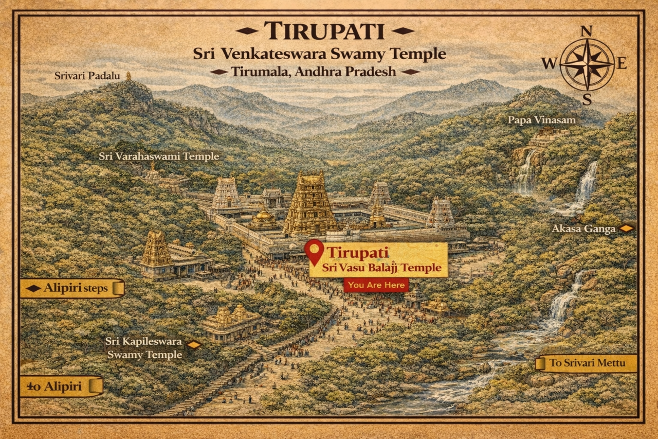 Tirupati Balaji Temple Darshan Map