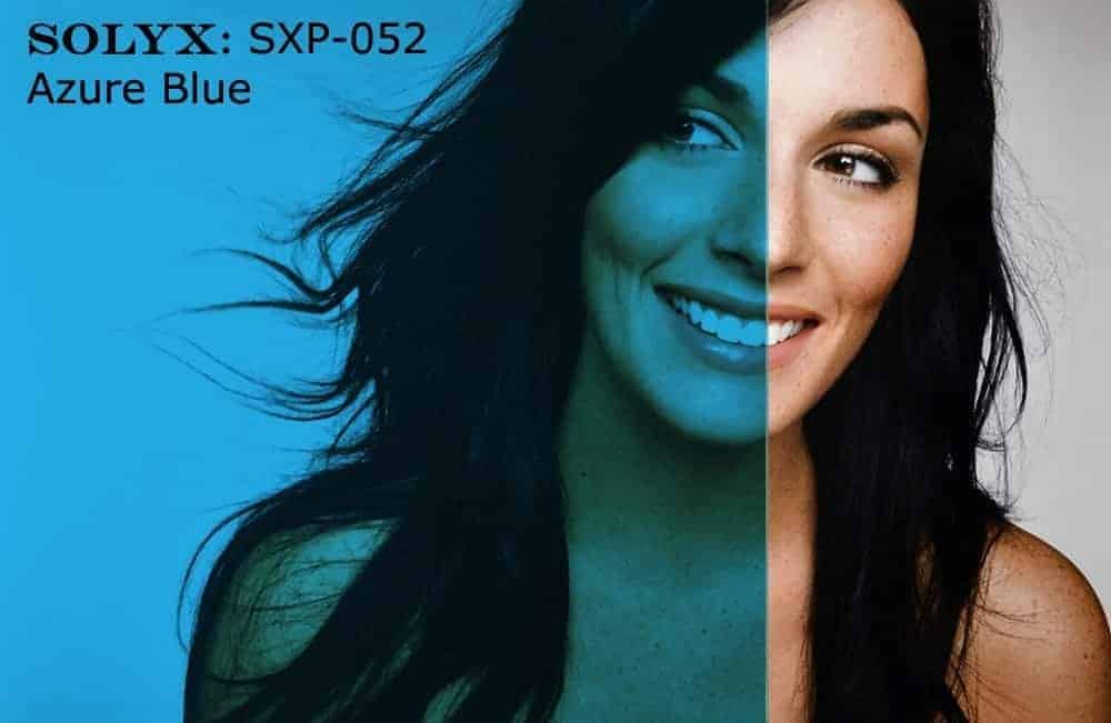 SXP-052UV Azure Blue – Stained Glass Window Film. Transparent, optically clear, UV Stabilized, colored, polyester film with scratch resistant, protective…