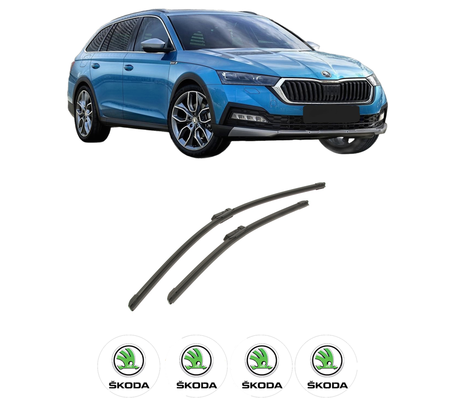 Set stergatoare auto SKODA OCTAVIA IV (NX3, NN3, PV3) din 2020-2025, pentru parbriz auto, 2 bucati, Bosch Aerotwin, din cauciuc siliconat rezistent, 4 Stickere Auto SKODA