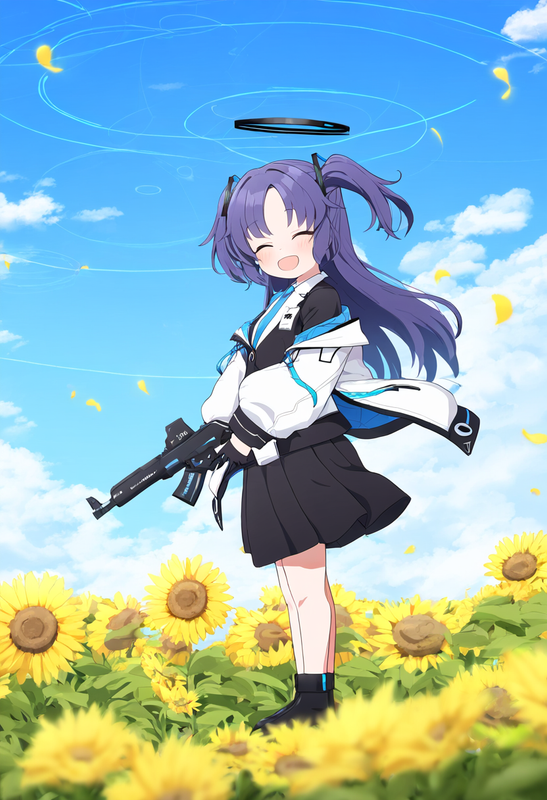 1 girl, healthyman, yuuka (blue archive), aged down, {little child}, happy, smil s-2860087781