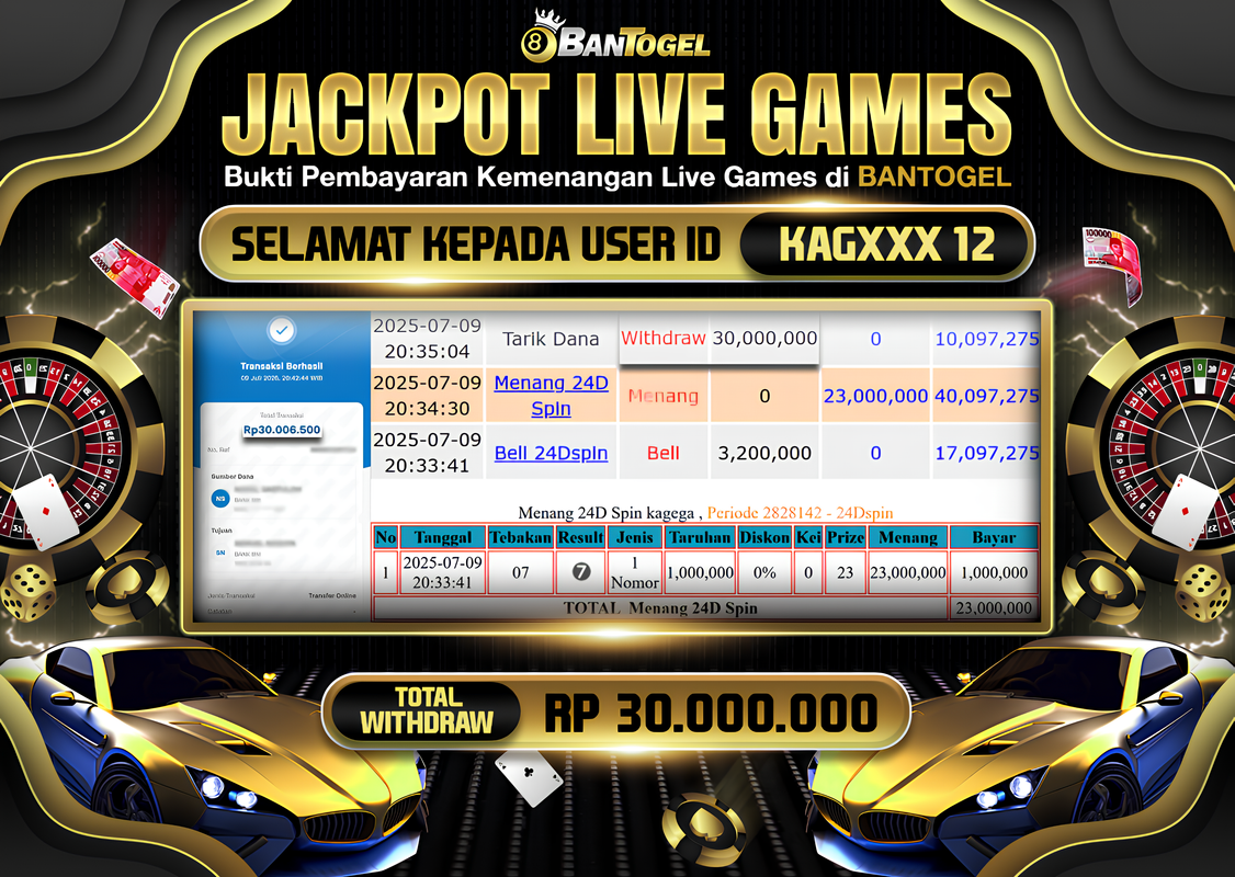 BUKTI JACKPOT LUNAS BANTOGEL
