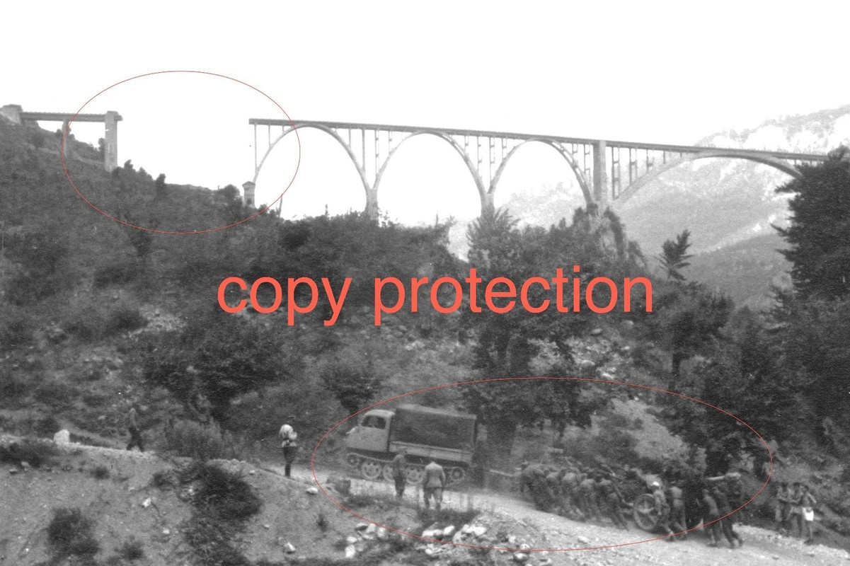 Orig. Foto 118.JÄGER-DIVISiON Kroation 1943 RSO TARA-Brücke Part