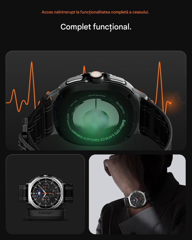 Curea pentru Samsung Galaxy Watch8 40mm/Watch8 44mm/Watch8 Classic Spigen, Inchidere velcro, Material textil, Albastru inchis id galaxy watch8 classic wbf0 07