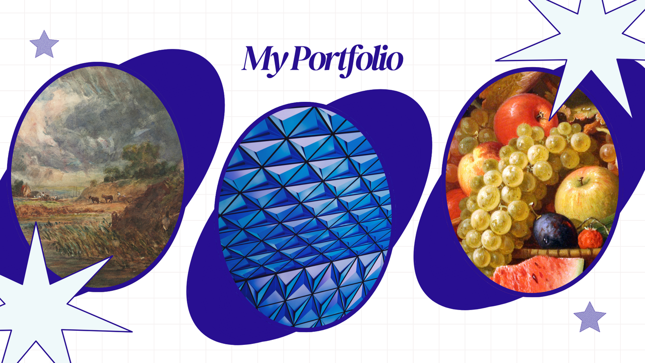 Dark Blue and White Illustrative Creative Portfolio Presentation