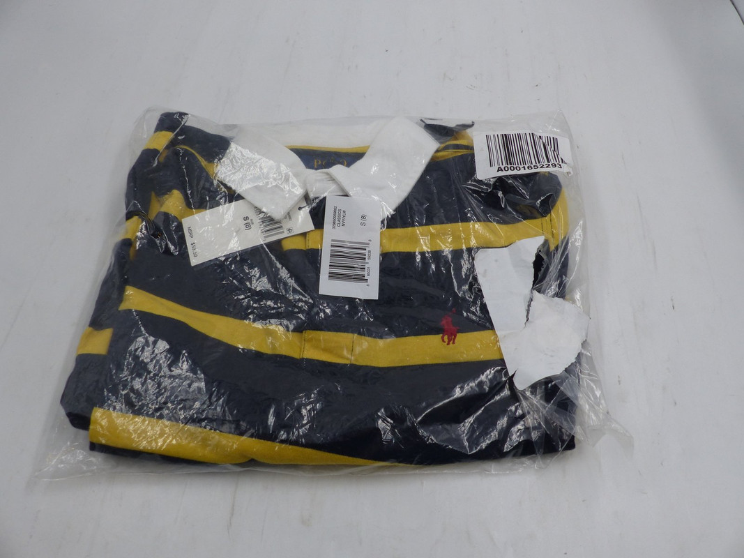 POLO RALPH LAUREN THE ICONIC RUGBY SHIRT SIZE S FRENCH NAVY/ARCTIC YELLOW |  MDG Sales, LLC