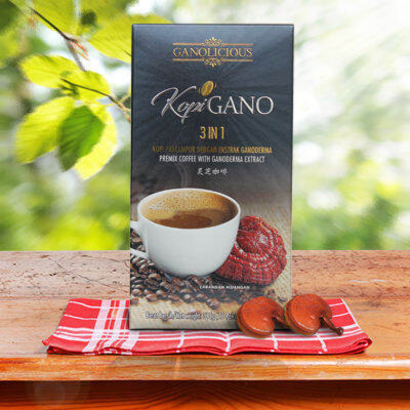 Gano Excel Ganocafe 3-in-1 Coffee With Ganoderma - 2 Boxes (30 Sachets Total) Instant Coffee Mix