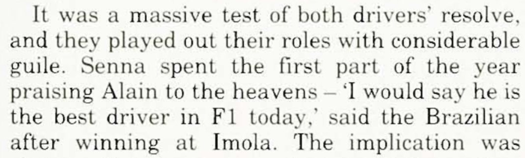 Senna on Prost (Autocourse 1988)