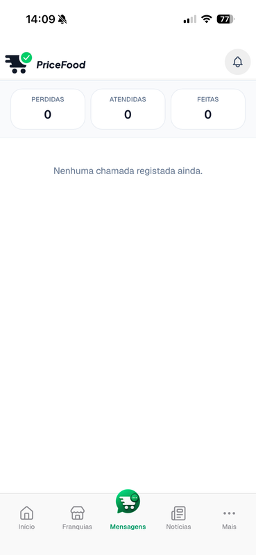 Histórico de chamadas com as unidades