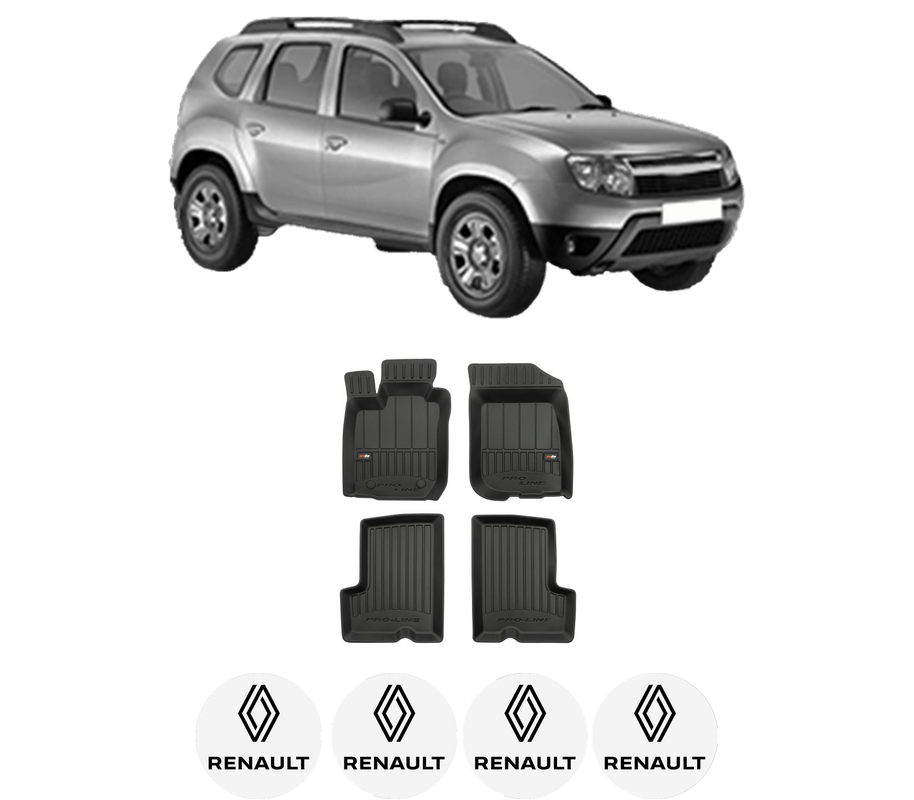 Set covorase presuri RENAULT DUSTER (HS_) din 2010-2018, auto, din cauciuc thermoplastic, 4 Stickere auto cu RENAULT
