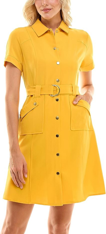 Sharagano Womens Button-up Shirt Dress