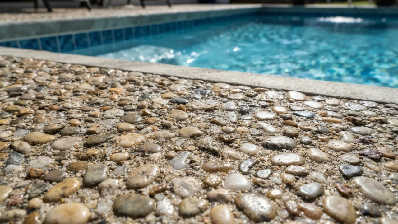 Exposed aggregate pool deck resurfacing San Antonio