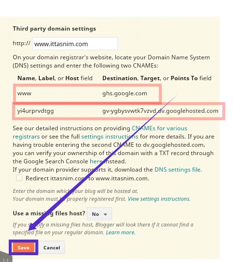 How to add namecheap domain to Blogger