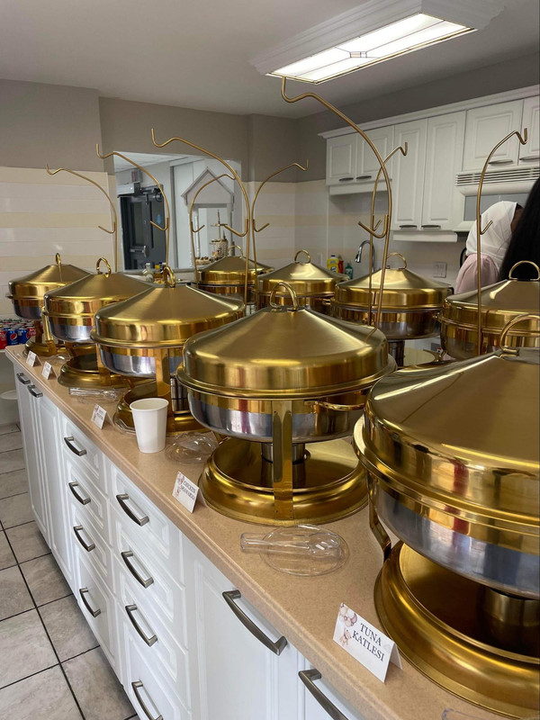 9L Gold Hanging Lid Round Chafer Dishes