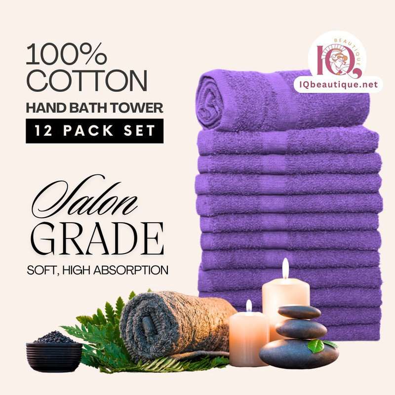 100% Cotton Hand Bath Towel - Salon, Hotel, Spa, Gym 12pcs Set *Pick Any Color* - Picture 8 of 9