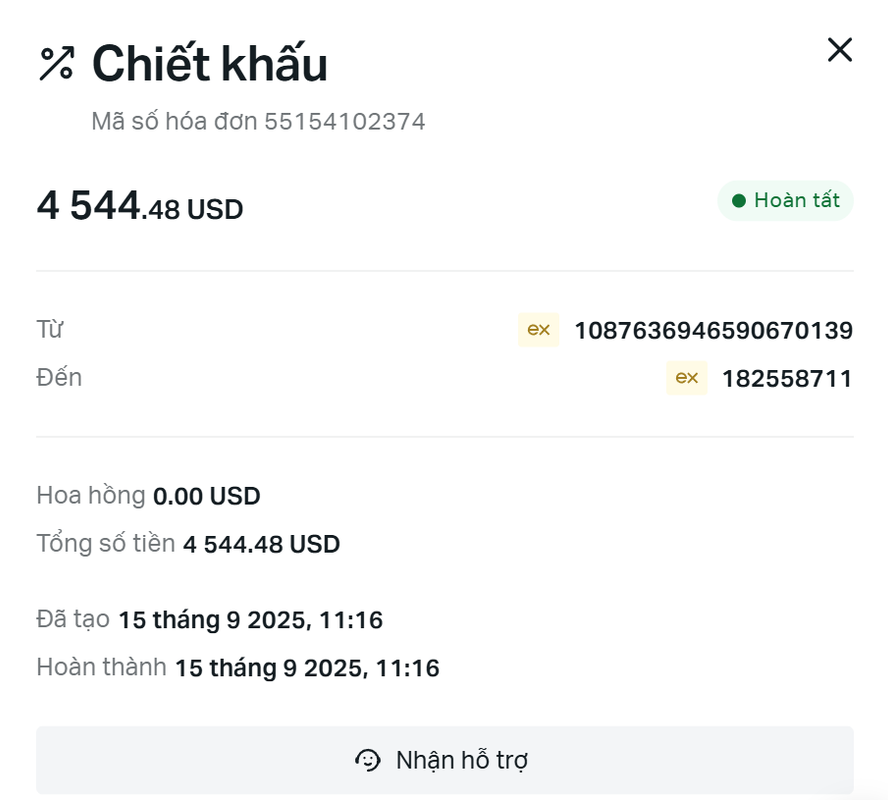 Ví dụ hoàn phí Backcom Exness