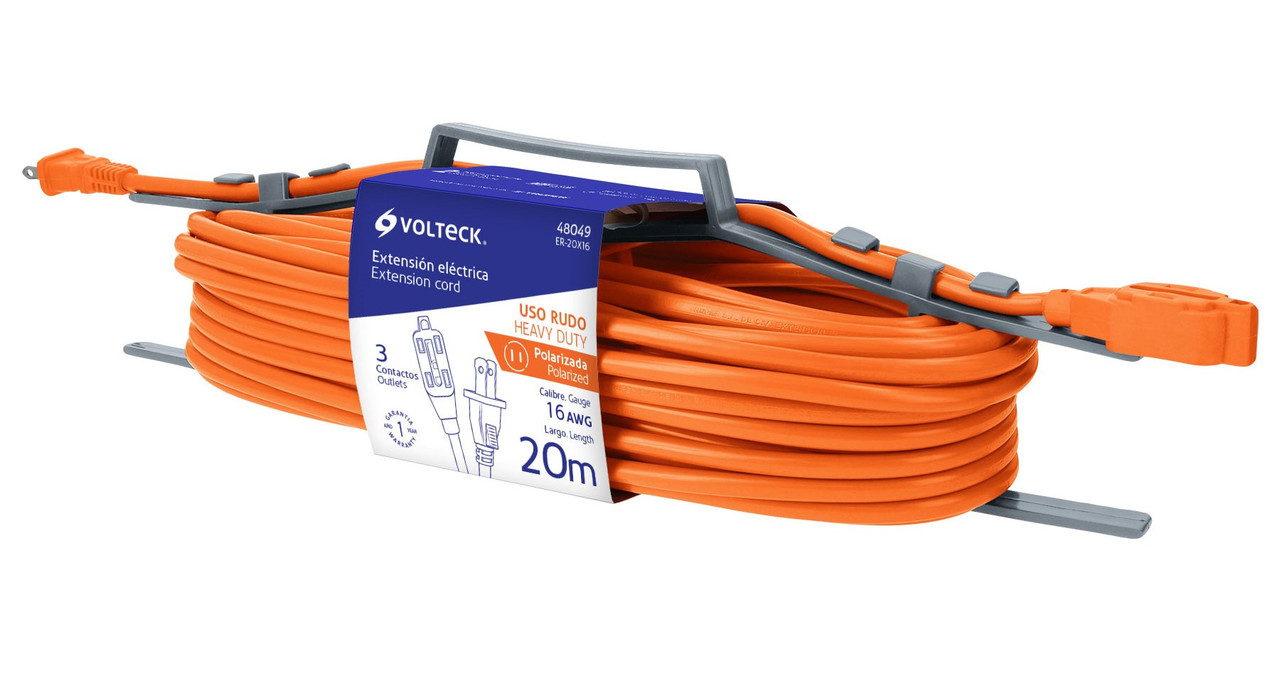 Extensión eléctrica uso rudo, 20 m, calibre 16, Volteck