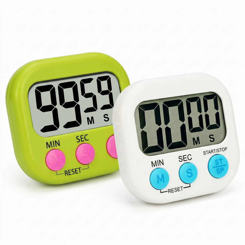 2-Pack Digital Kitchen Timer Magnetic Cooking Countdown Loud Alarm