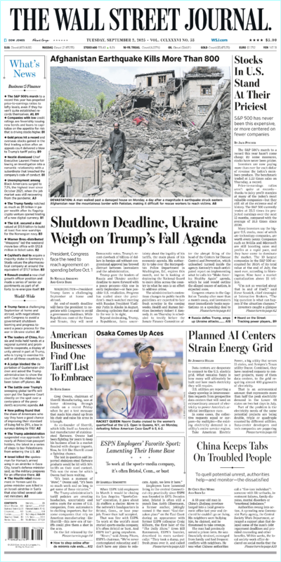 The Wall Street Journal September 02.2025 (Dave Kansas)