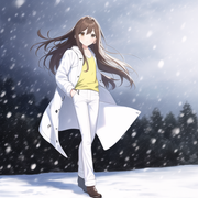 {{pastel}}, {color pencil}, {sketch}, best quality, white coat, masterpiece, parka, flat chest, full