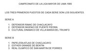 Liga Mayor de Lima 1985 parte 2