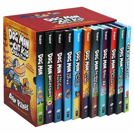 book cover for Dog Man and Cat Kid Collection: 11 Graphic Novels Box Set