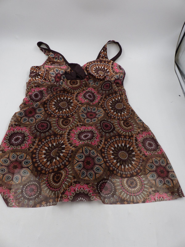 CENTURY STAR ONE PEICE BROWN FLORAL SWIMSUIT WITH SKIRT WMNS 10-12 CS12899