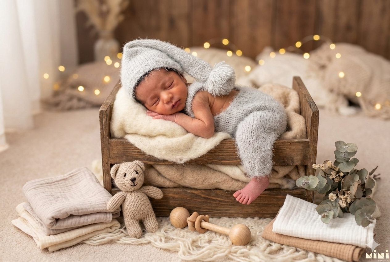South Indian newborn photography UK — soft natural light, home session
