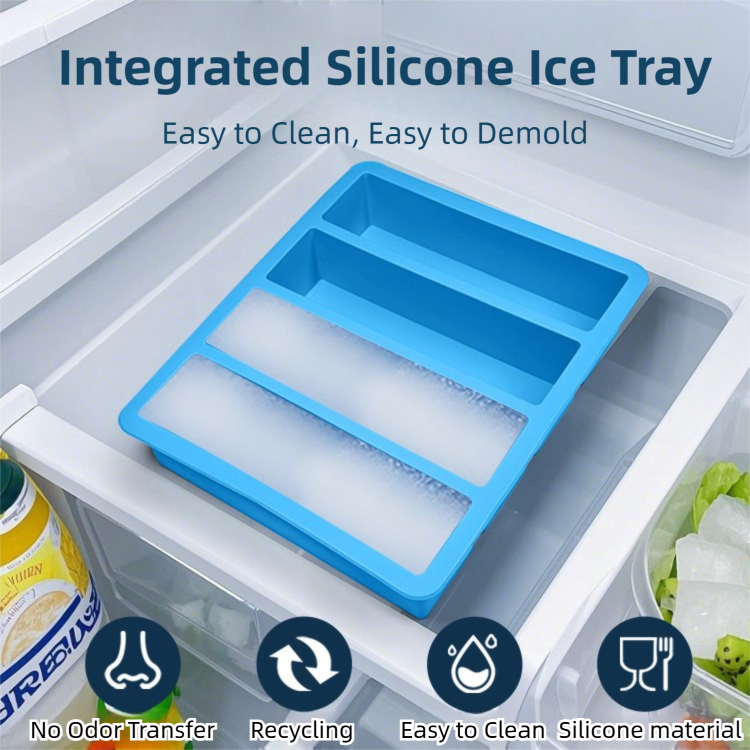2-Packs Grey Flexible 4-Grid Silicone Long Ice Cube Tray with Lid - Easy Release Reusable Mold for Narrow Bottles & Cocktails