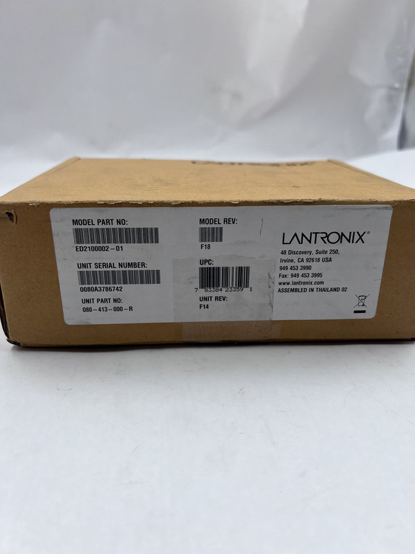 LANTRONIX ED2100002-01 DEVICE SERVER 2 PORT SECURE RS232/422/485 SERIAL TO IP ETHERNET GATEWAY