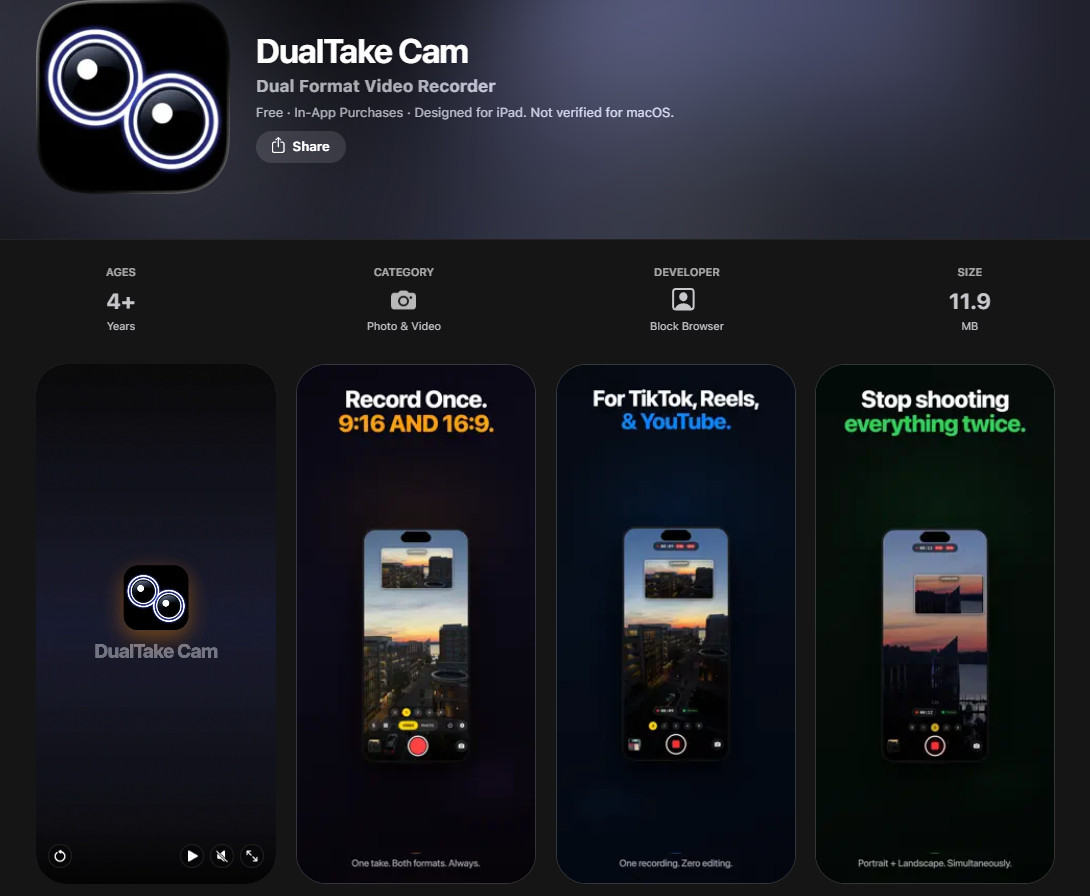 Tính năng quay video đôi của DualTake Cam
