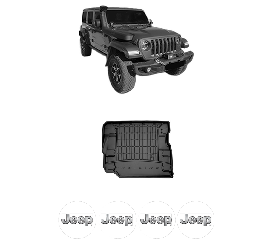 Tavita Portbagaj JEEP WRANGLER IV (JL) din 2017, Protectie Portbagaj Auto, 4x Stickere auto cu JEEP
