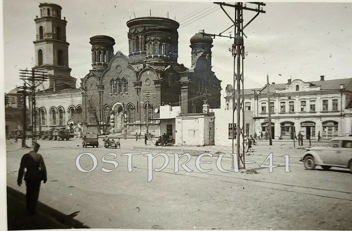 Orig. Foto Orel Kirche Synagoge Straßenszene 2.WK Geschäft Kolonne Russland