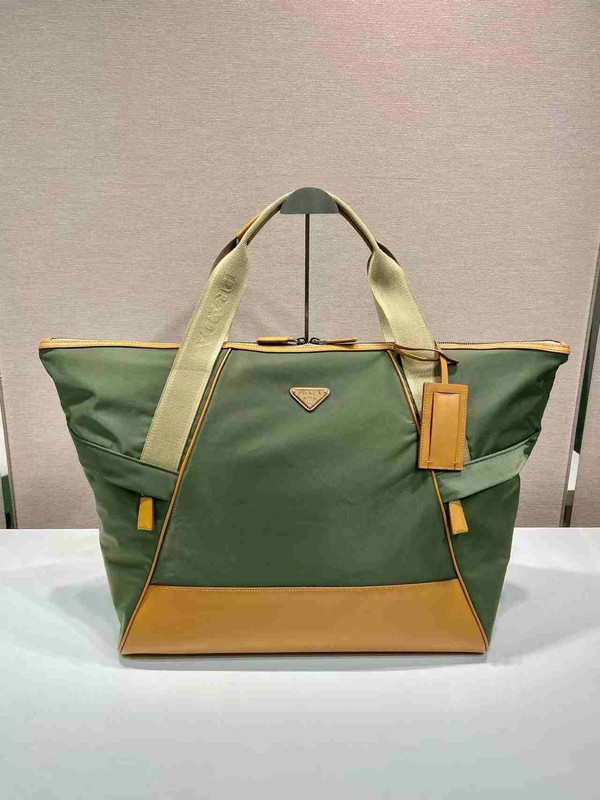PRADA Re-Nylon Enamel Metal Triangle Logo Tote Travel Bag Men's