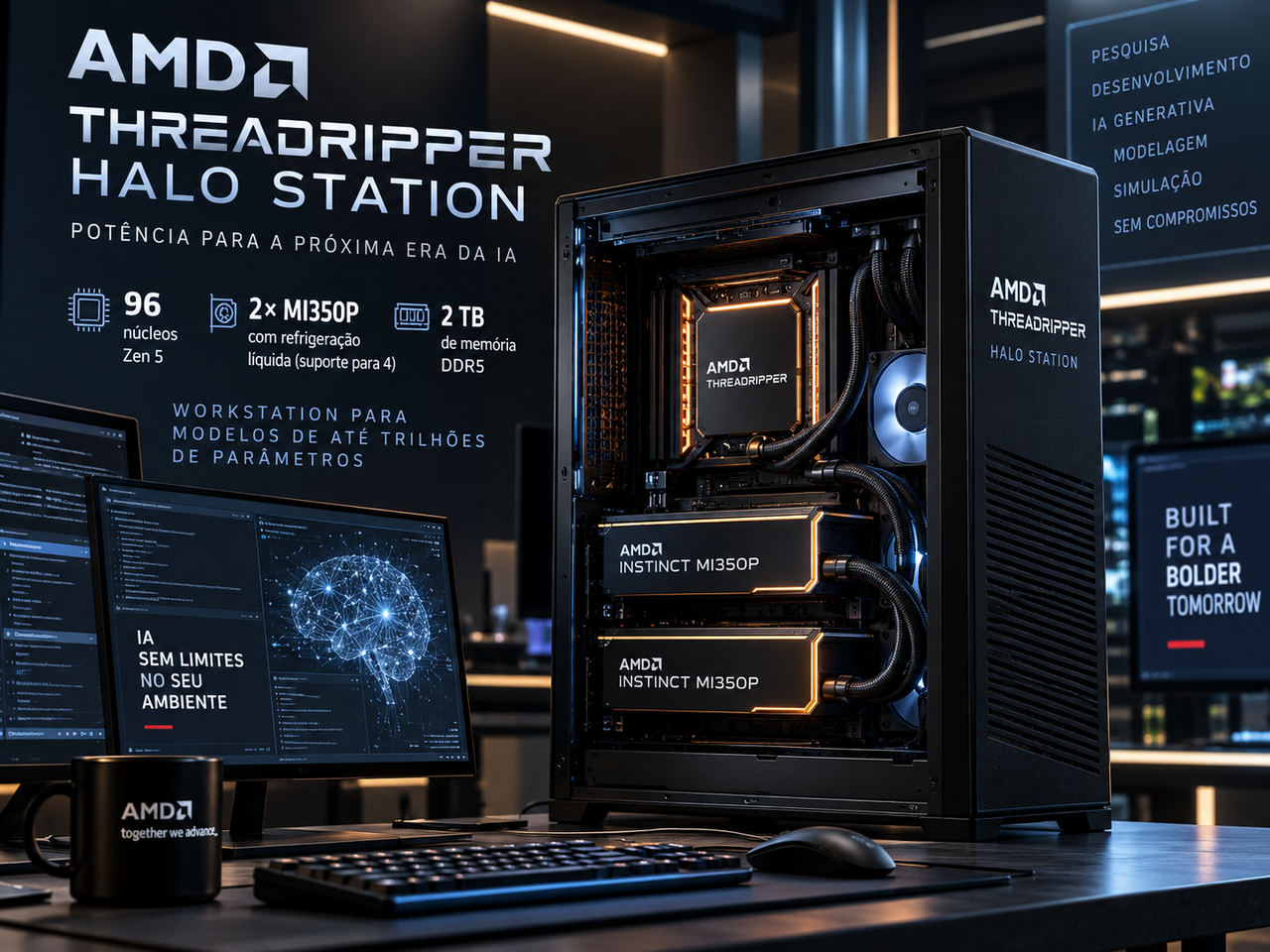 AMD Threadripper Halo Station leva IA de data center para uma workstation com 96 núcleos