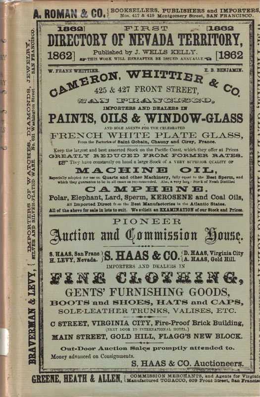 First Directory of Nevada Territory