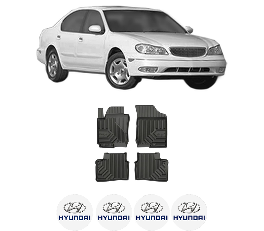 Set covorase presuri HYUNDAI i30 din 2007-2020, auto, din cauciuc thermoplastic, 4 Stickere auto cu HYUNDAI