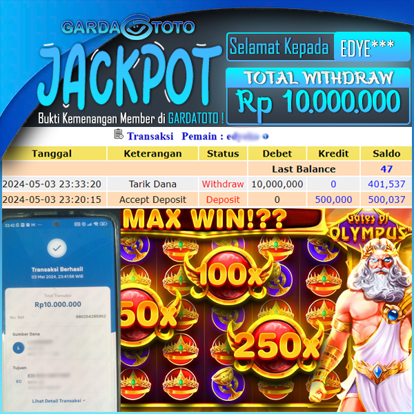 JACKPOT SLOT MAIN DI SLOT GATES OF OLYMPUS WD Rp 10.000.000,- DIBAYAR LUNAS GARDATOTO MANTAP !