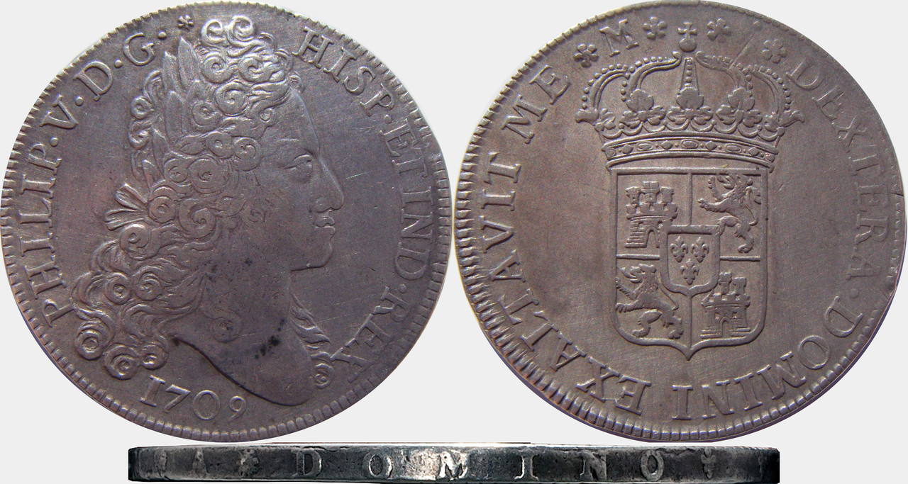 8 Reales 1709. Felipe V. Madrid J. Tipo busto. 1709fuji1c