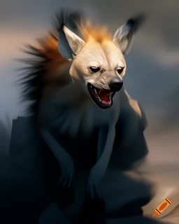 craiyon-103226-The-image-showcases-a-hyena-in-motion-seemingly-in-mid-stride-or-pounce-against-a-d