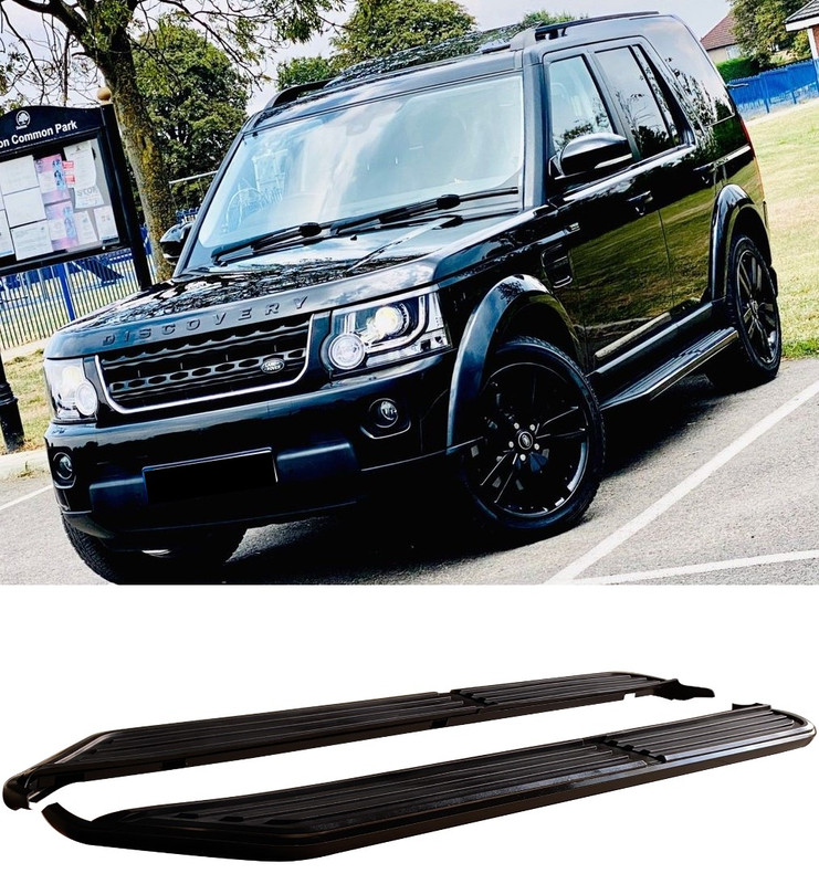 ALL BLACK STEALTH SIDE STEPS RUNNING BOARDS LAND ROVER DISCOVERY 3 AND