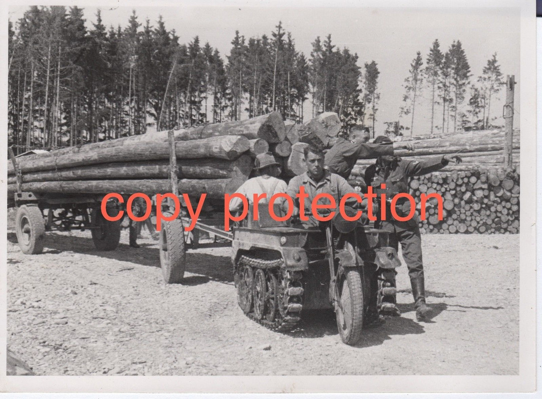 Orig. Foto KETTENKRAD mit Anhänger Holztransport