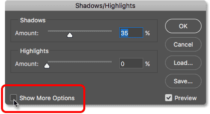 photoshop-shadows-highlights-show-more-options